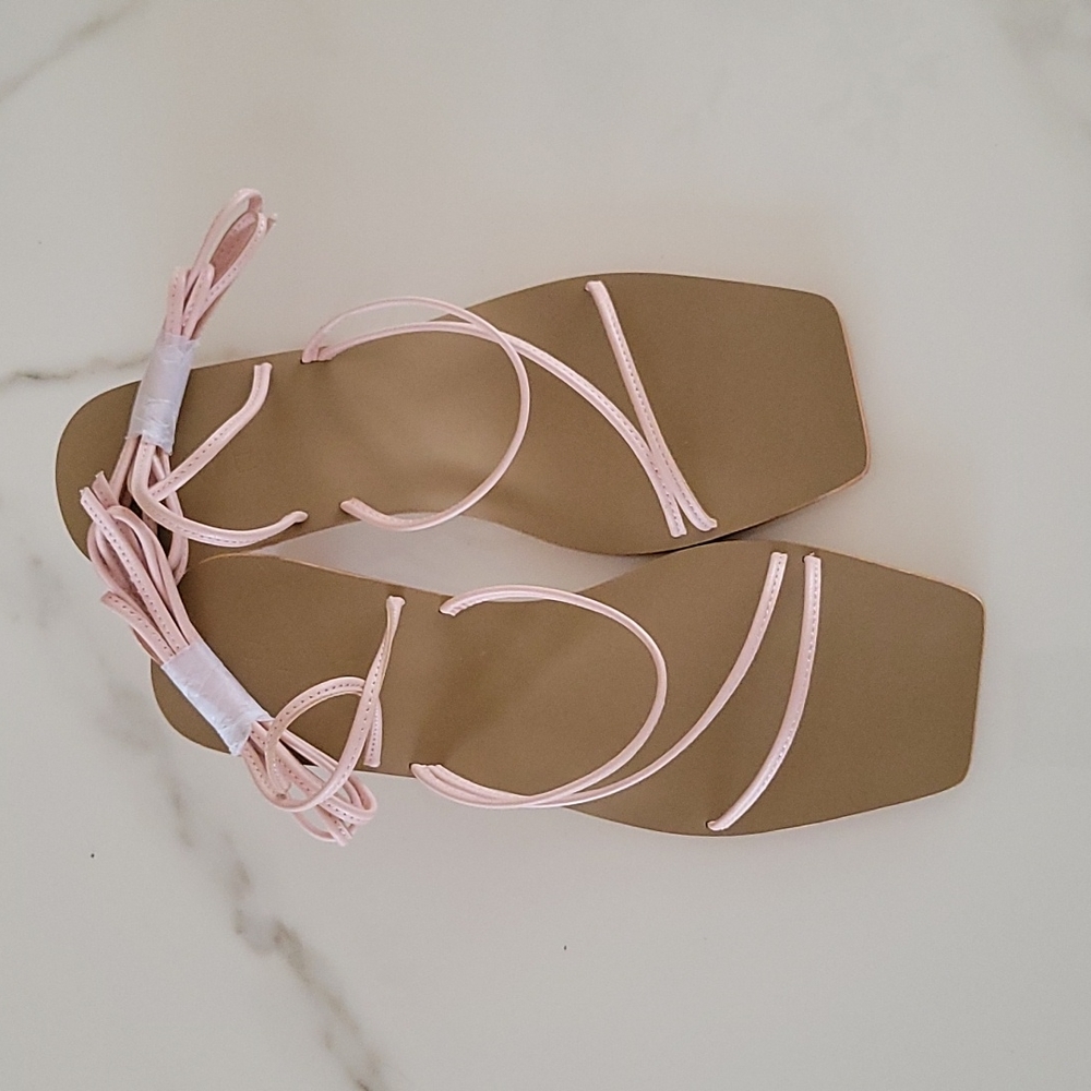 NEW!! Pink Sandals Ankle Wrap Around Revolve